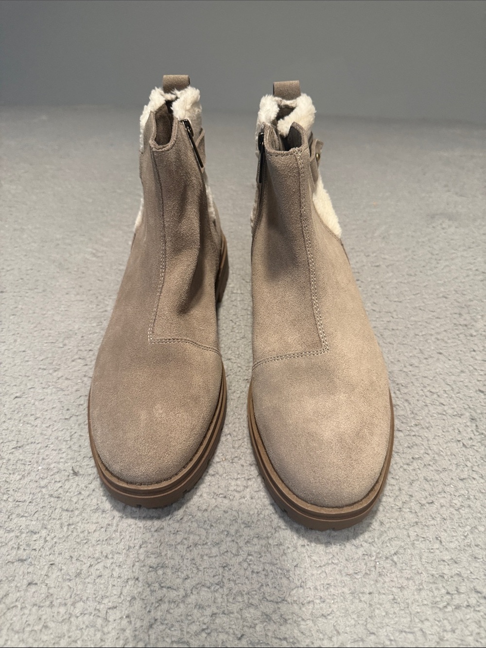 TOMS Women's Astrid Lug Water Resistant Chelsea Boots in the color Dune Suede